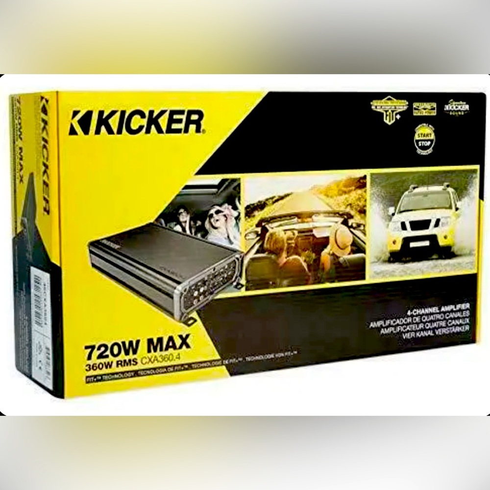 Kicker 46CXA360.4T 720 Watt Max Amplifier Class AB 360W Rms Full Range 4-Channel